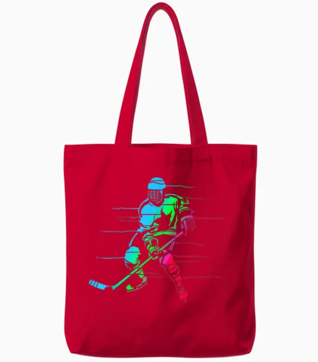 Love Ice Hockey Designs Hobby - Eishockeyspieler, Buntes Design, Hobby-Eishalle T-Shirt, Unisex, S, Kurzarm, Colorful, Klein, Eu 15, 1 Count, Erwachsene, Herren, Damen, Unisex Kinder, Sports/t-Shirts Tote Bags in Red