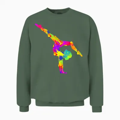 Gymnastics Women's Girls' Children's T-Shirt, Black Unisex Sweatshirt - Military Green