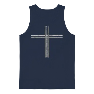 Drumsticks Cross - Christian Drummer Gift Unisex Tank Top - Navy