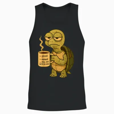 Kaffee Schildkröte Morgenmuffel Koffein Kaffeetasse Lustig Unisex Tank Top - Black