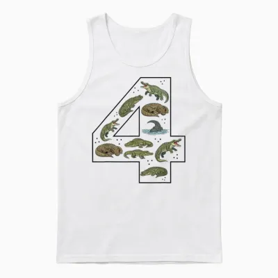 Crocodile 4ème Anniversaire 4 Ans Garçon Fille Alligator Unisex Tank Top - White