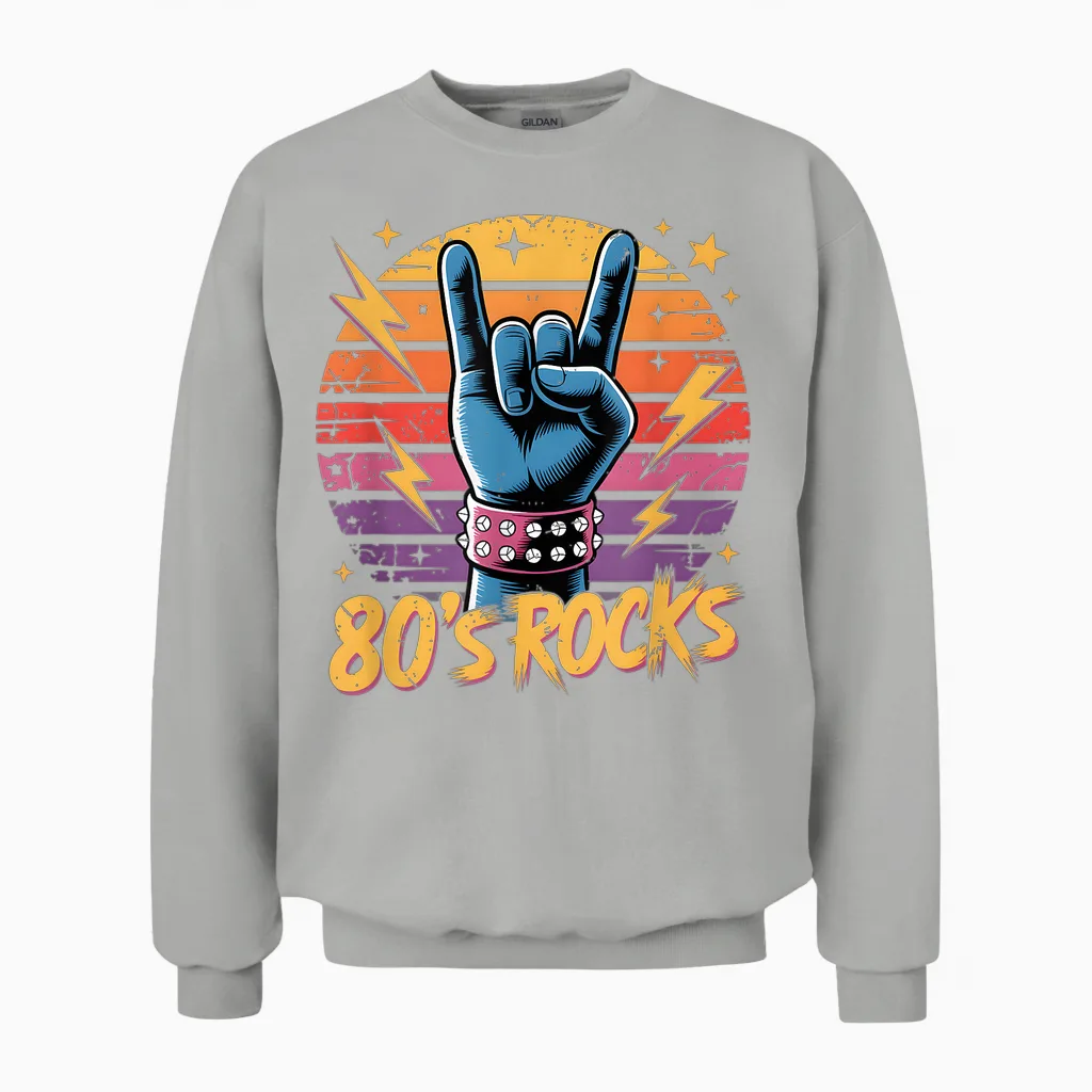 Vintage 80s Rock Bands 80s Party Retro Music Band Unisex Sweatshirt in Ash
