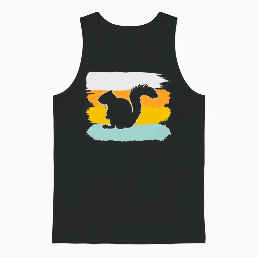 Squirrel Retro Unisex Tank Top in Black
