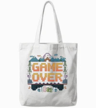 Nostalgic Retro Gamer Apparel Tote Bags - White