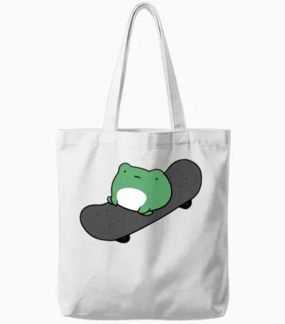 Skateboarding Frog Tote Bags - White