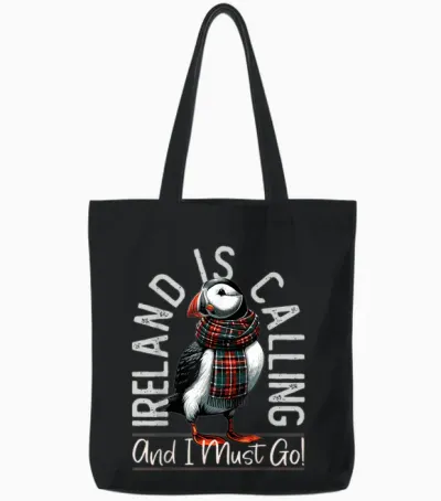 Irland | Irland Ruft Und Ich Muss Gehen & Papageientaucher Tote Bags - Black