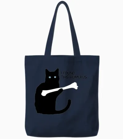 I Found This Humerus Black Cat Tote Bags - Navy