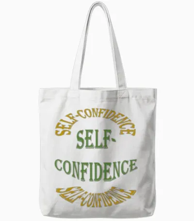 Self Confidence Typography Circle Tote Bags - White