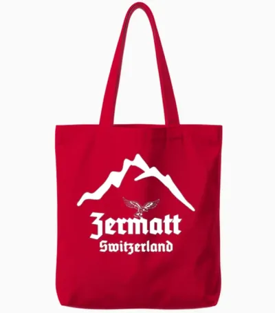 Zermatt Swiss Region Switzerland, Schweiz Tote Bags - Red