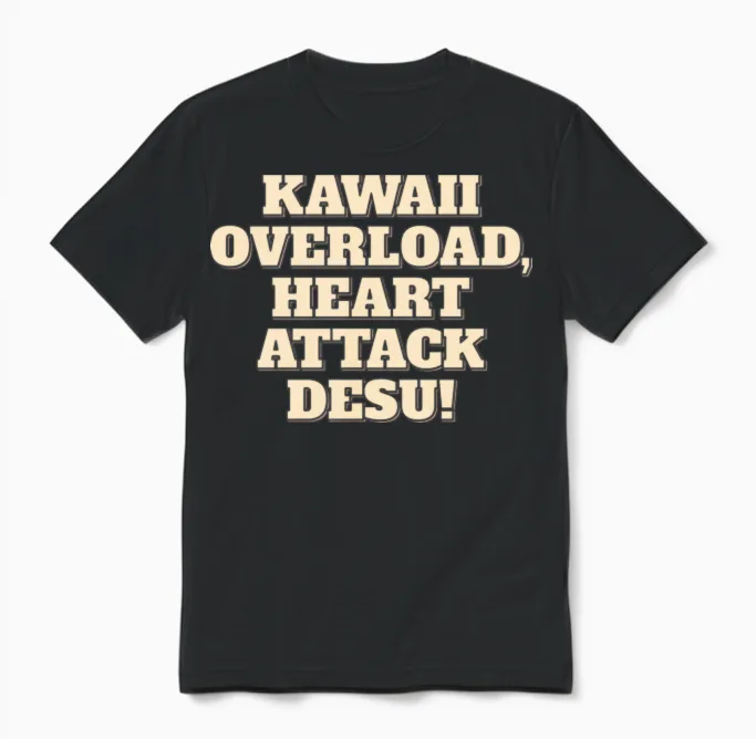 Kawaii Heart Attack Unisex T-Shirt in Black