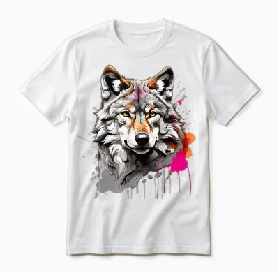 Wolf Mit Bunten Farbspritzern Wölfe Und Waldtiere Unisex T-Shirt - White