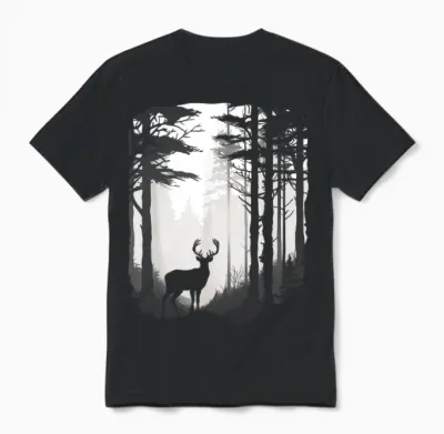 Deer Forest Wildlife Unisex T-Shirt - Black