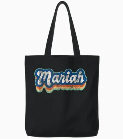 Mariah Name Girl Vintage Style 70s 80s Custom T-Shirt, Black, S Tote Bags - Black