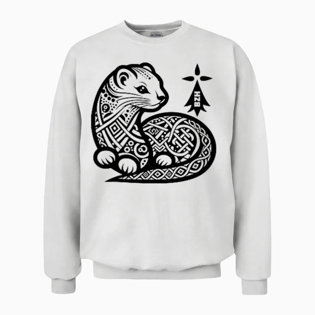 L'hermine Bretonne T-Shirt, Grey, S Unisex Sweatshirt in White