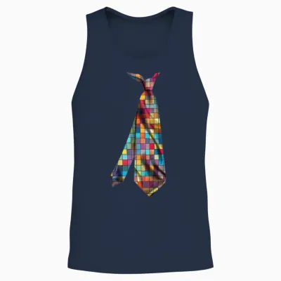 Colorful Printed Necktie T Shirt Design Mosaic Unisex Tank Top - Navy