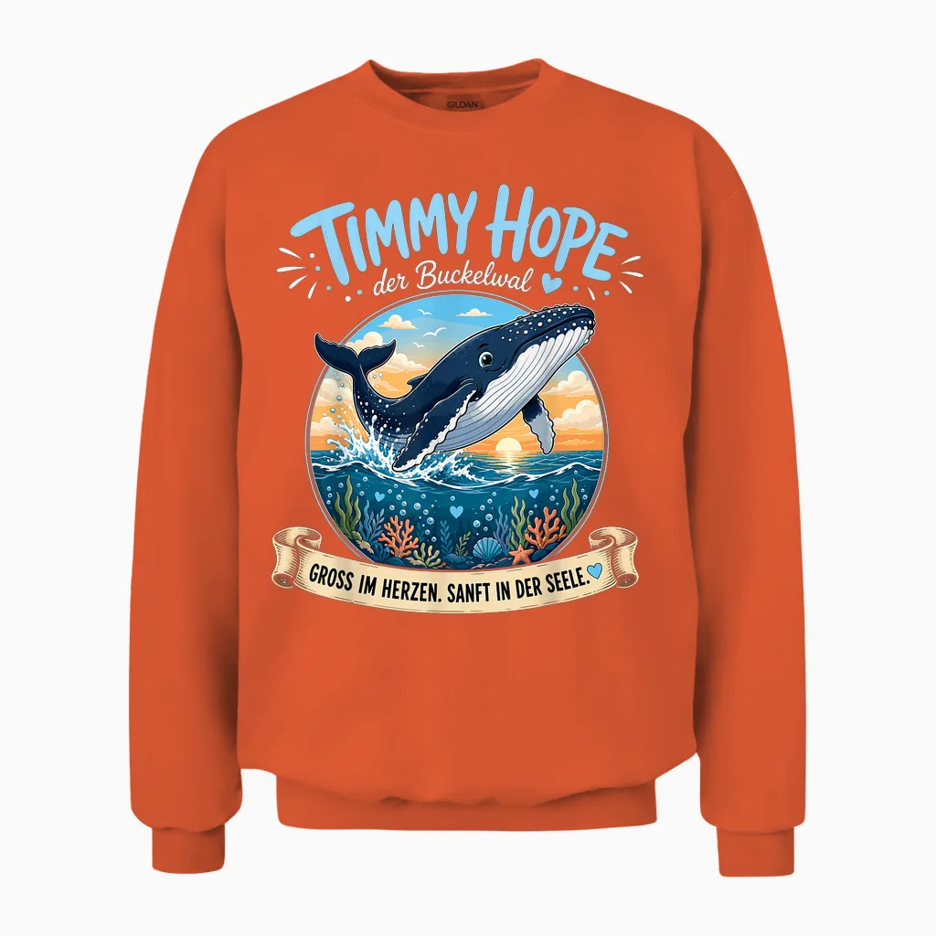 Timmy Hope Buckelwal Wal Meer Ozean Natur Design Unisex Sweatshirt in Orange