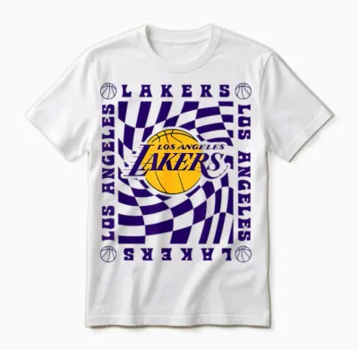 Nba Los Angeles Lakers Retro Checkerboard Wave Unisex T-Shirt - White