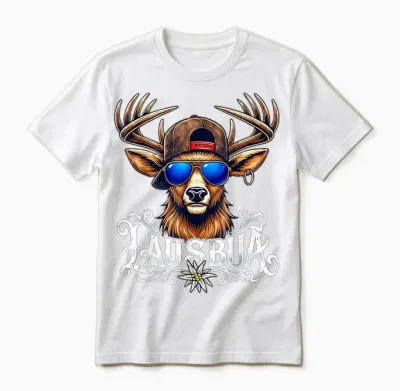 Trachten T-Shirt Kinder Trachtenshirt Herren Jungen Lausbua Unisex T-Shirt - White