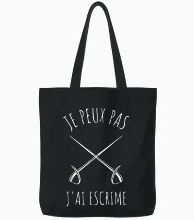 Je Peux Pas J'ai Fencing Game Gift T-Shirt, Black, S Tote Bags - Black