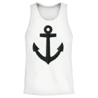 Anchor Embroidered Unisex Tank Top - White – 2