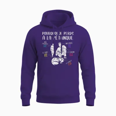 Why I Lose at La Pétanque Statistics Funny Humor Unisex Hoodie - Purple