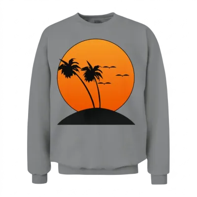 Sunset with Palm Trees Retro Unisex Sweatshirt - Sport Grey