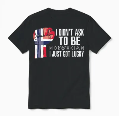 Norwegian Pride Norway Flag Grown Norwegian Roots Unisex T-Shirt - Black