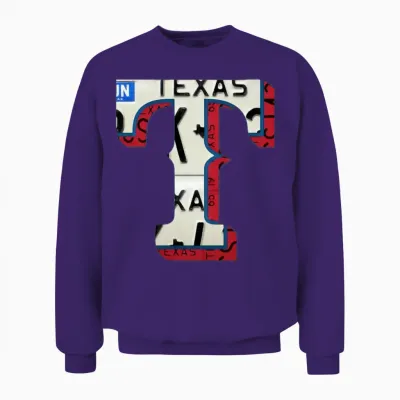 Texas Rangers License Plate Art Unisex Sweatshirt - Purple