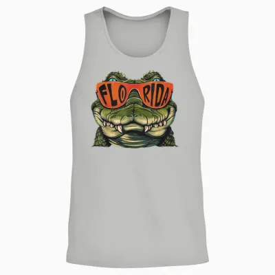 Florida Alligator Wearing Retro Style Sunglasses Animal Art Unisex Tank Top - Ash