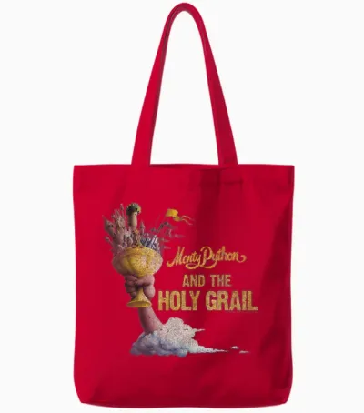 Monty Python Holy Grail Flying Cup Art Tote Bags - Red