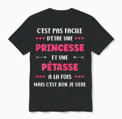 Super Surnom Pétasse Mignonne Humour Fille Princesse Pétasse Unisex T-Shirt - Black