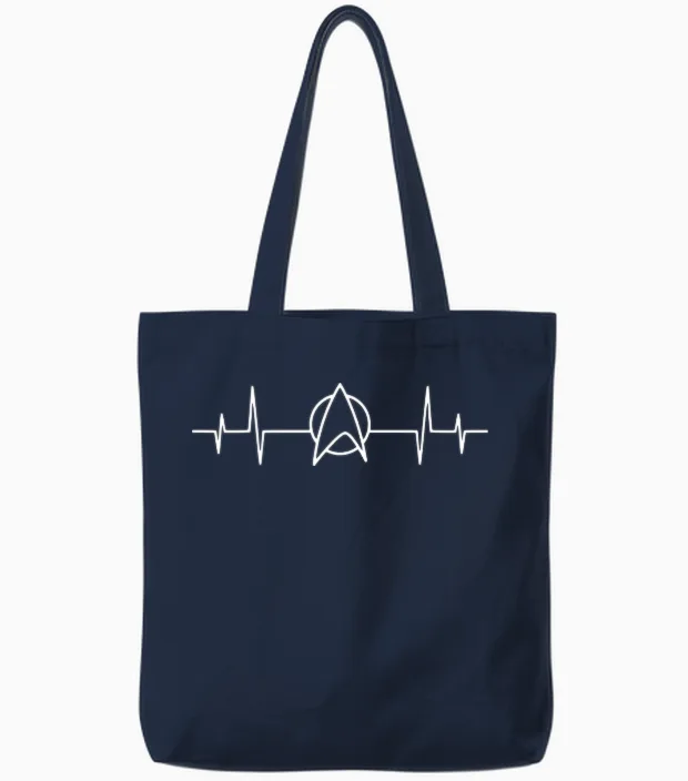Heart Beat Trek Star Logo Enterprise Discovery Uss Tote Bags in Navy