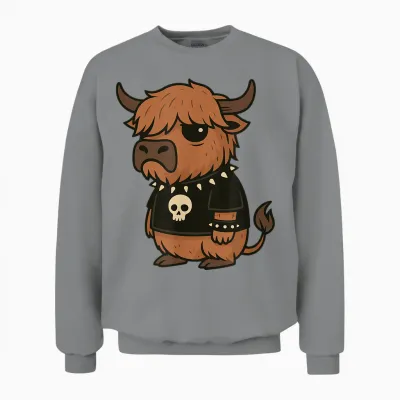 Vache Highland Gothique Drôle Emo Punk Unisex Sweatshirt - Sport Grey