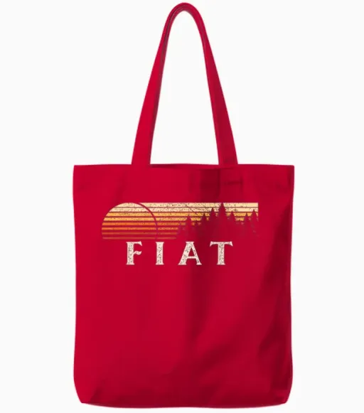 Fiat, Ks Vintage Evergreen Sunset 80s Retro Tote Bags in Red