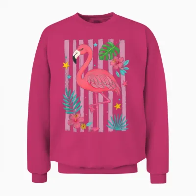 Motif Flamant Rose Tropical été Floral Rayé Plage Unisex Sweatshirt - Heliconia