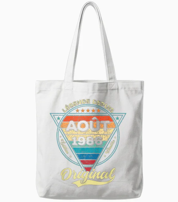 Legend Since August 1986 39th Birthday Tote Bags in White