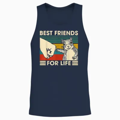 Retro Vintage Squirrel Best Friend for Life Fist Bump T-Shirt Small Unisex Tank Top - Navy
