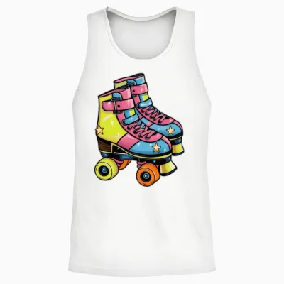 Retro Roller Skates Unisex Tank Top - White