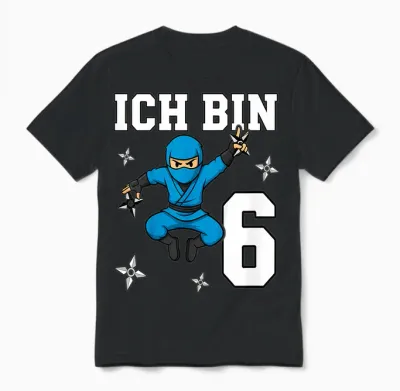 Ich Bin 6 Ninja Geburtstag 6 Jahre Junge Karate Unisex T-Shirt - Black