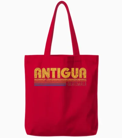 Retro Antigua Guatemala Tote Bags - Red