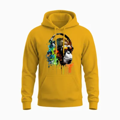 Dj Monkey Affen Mit Sonnenbrille Unisex Hoodie - Gold