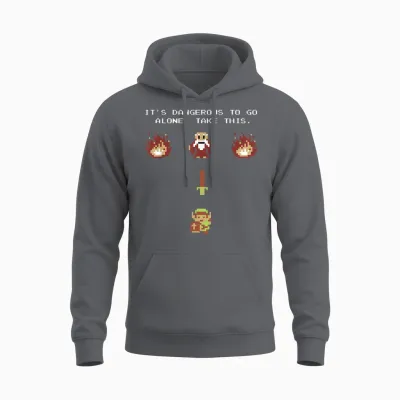 Nintendo Zelda Classic Nes Epic Intro Take This! Short Sleeve Unisex Hoodie - Charcoal