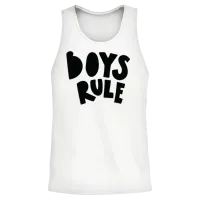 Boys Rule - Bold Statement Design Unisex Tank Top - White – 2