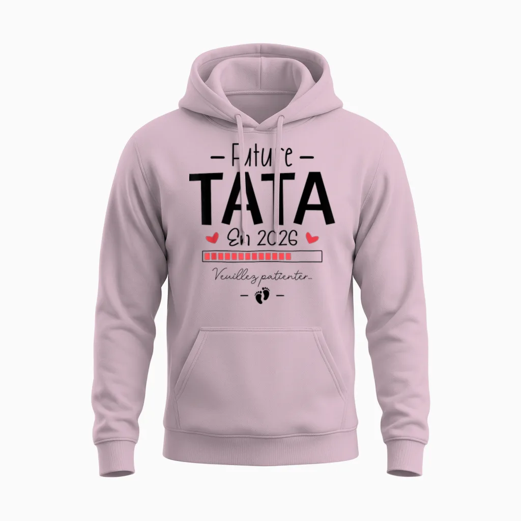 Announcement Pregnancy 1st Child - Future Tata Scheduled for 2026 Unisex Hoodie in Light Pink