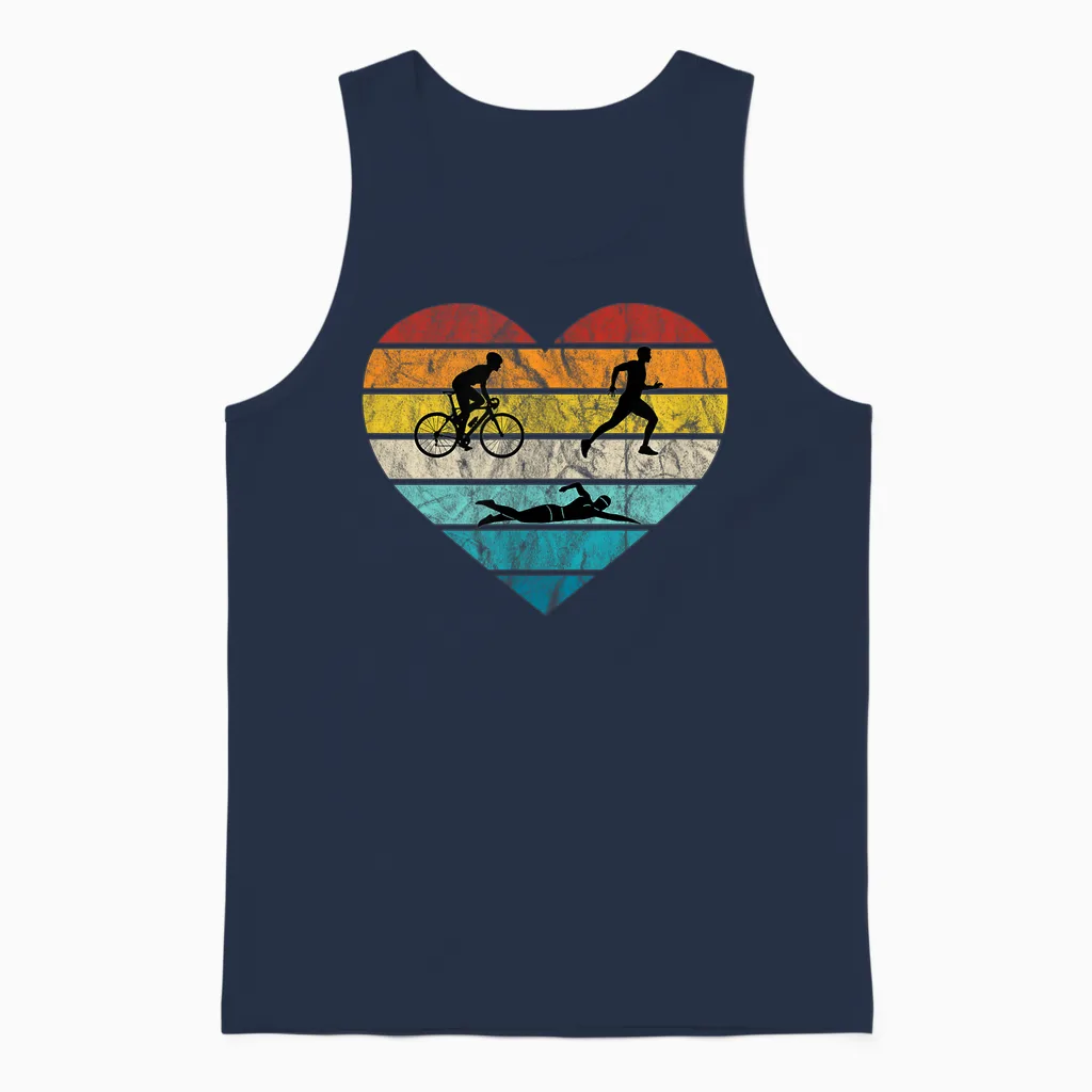 Ich Liebe Triathlon Schwimmen Radfahren Laufen Triathlet Unisex Tank Top in Navy