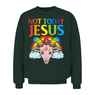 Today Not Jesus Satan Goat Satanic Rainbow Unisex Sweatshirt - Forest
