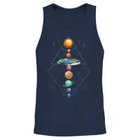 Solar System Flat Earth I Love My Planet Space Unisex Tank Top - Navy – 2