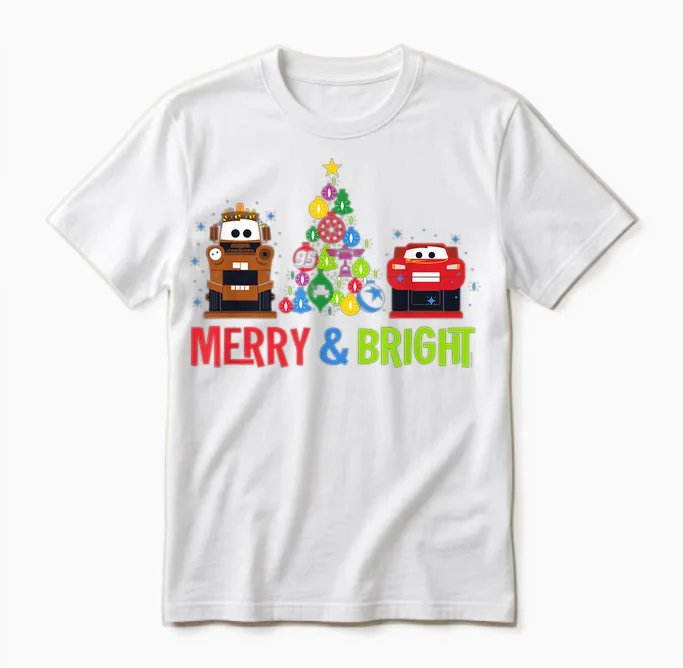 Disney and Pixar's Cars Christmas Holiday Nutcrackers Unisex T-Shirt in White