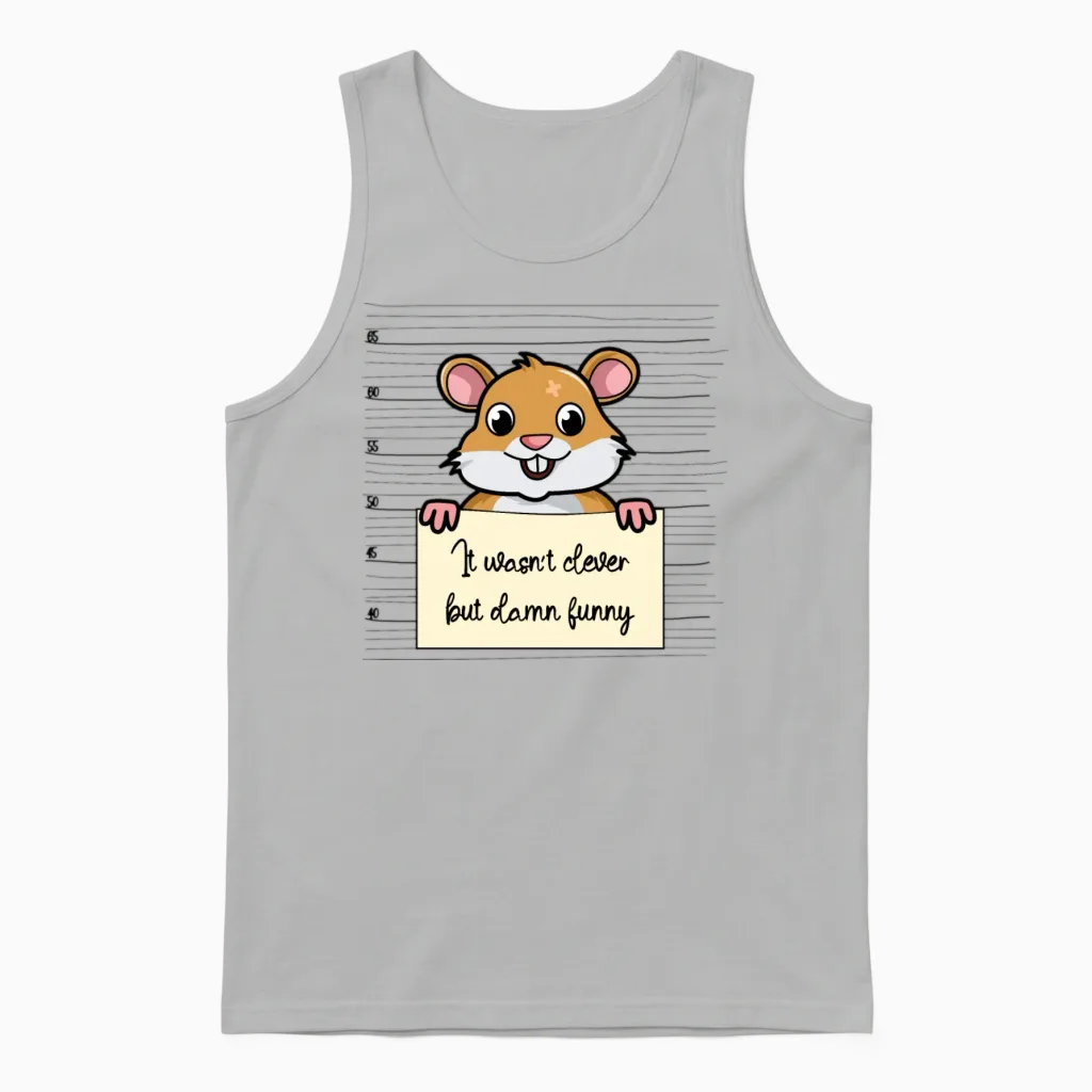 Hamster Was Not Clever but Funny Unisex Tank Top in Ash