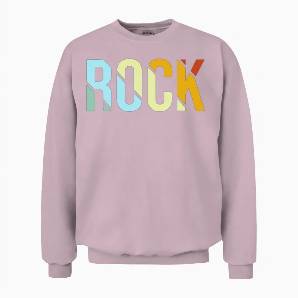 Rock Retro Unisex Sweatshirt in Light Pink